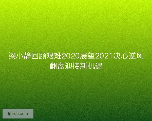 梁小静回顾艰难2020展望2021决心逆风翻盘迎接新机遇